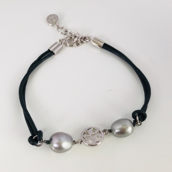 NEW Tory Burch Miller Black Leather Cultured Pearl - Picture 4 of 4
